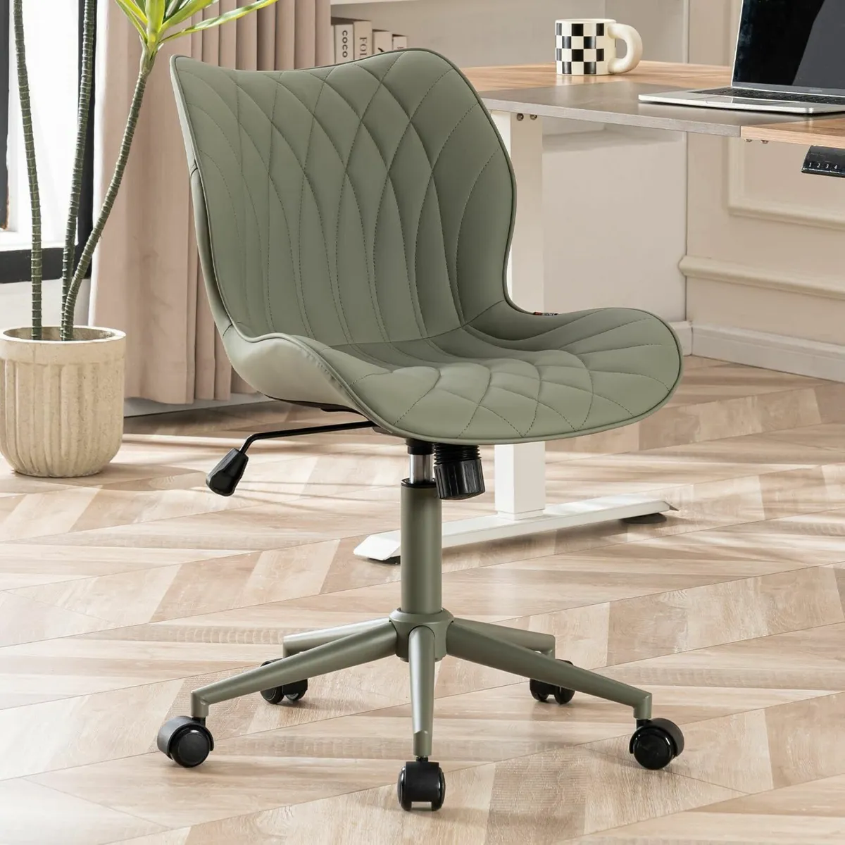 Armless Office Chair Comfy Adjustable Desk for - Image 1