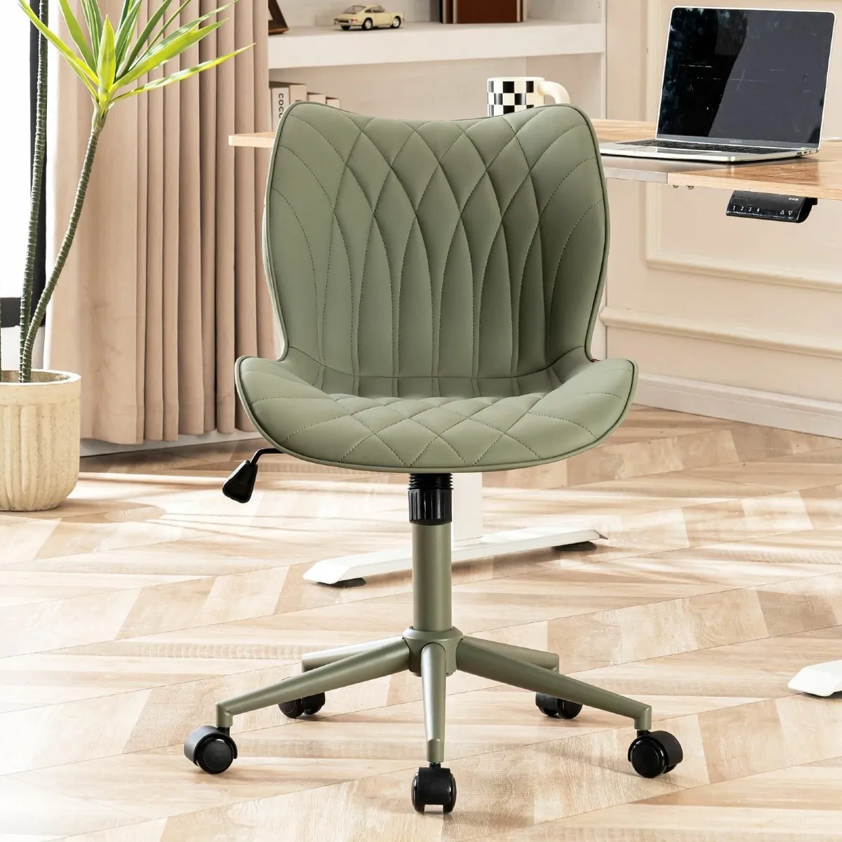 Armless Office Chair Comfy Adjustable Desk for - Image 3