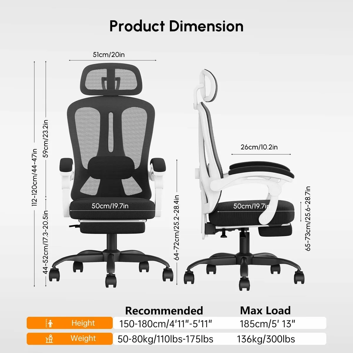 HapGIFT Ergonomic Office Chair Mesh Computer with - Image 2
