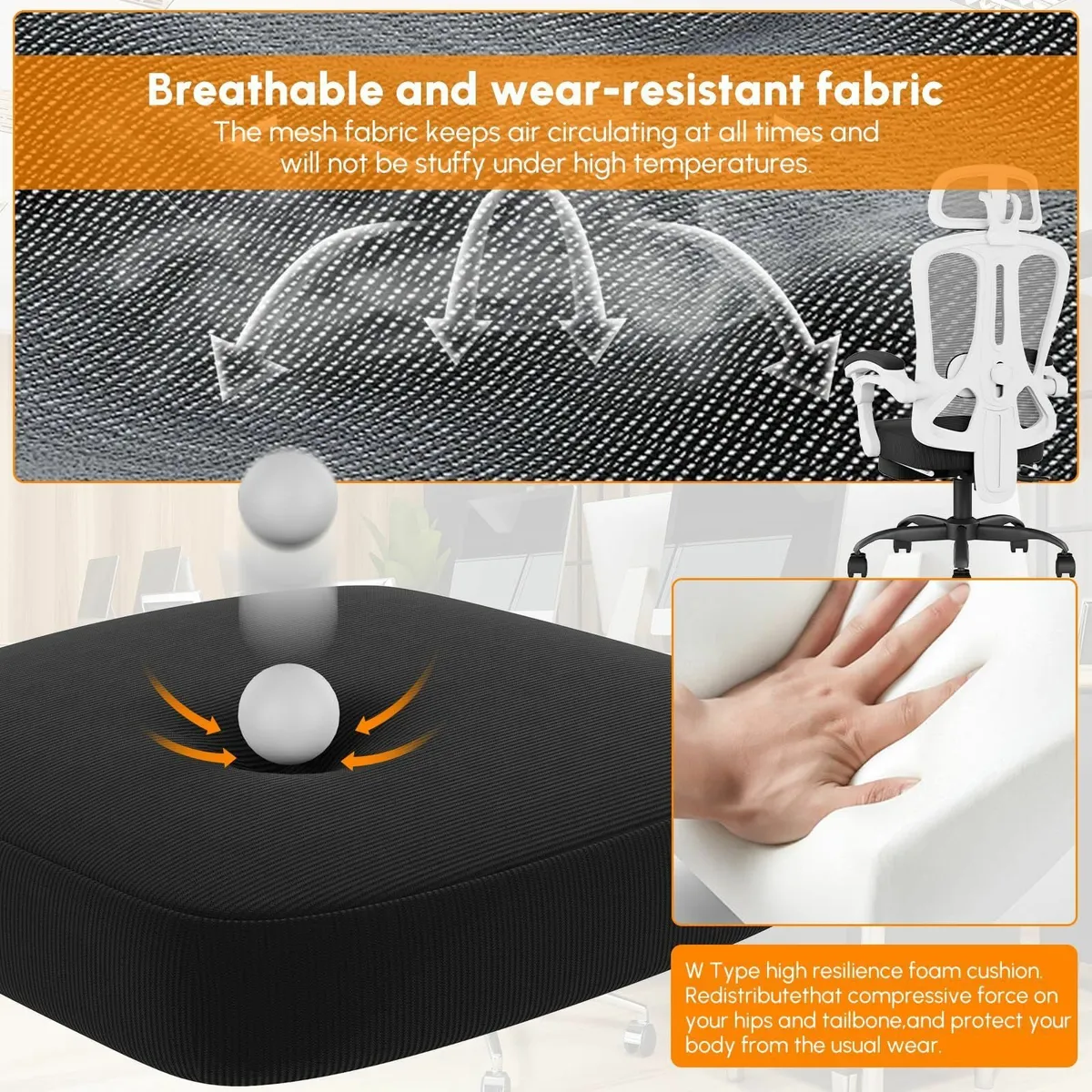 HapGIFT Ergonomic Office Chair Mesh Computer with - Image 3