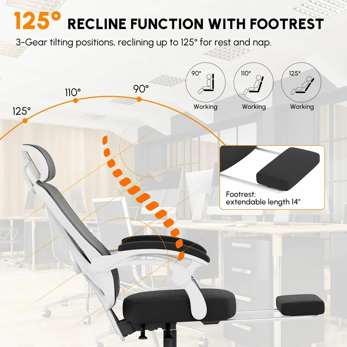 HapGIFT Ergonomic Office Chair Mesh Computer with - Image 4