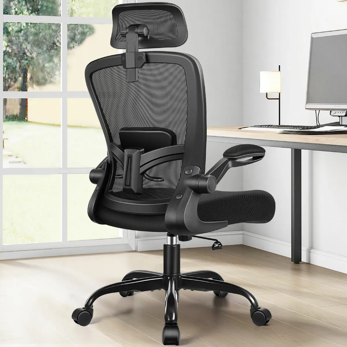 Ergonomic Office Chair Headrest Desk with - Image 1