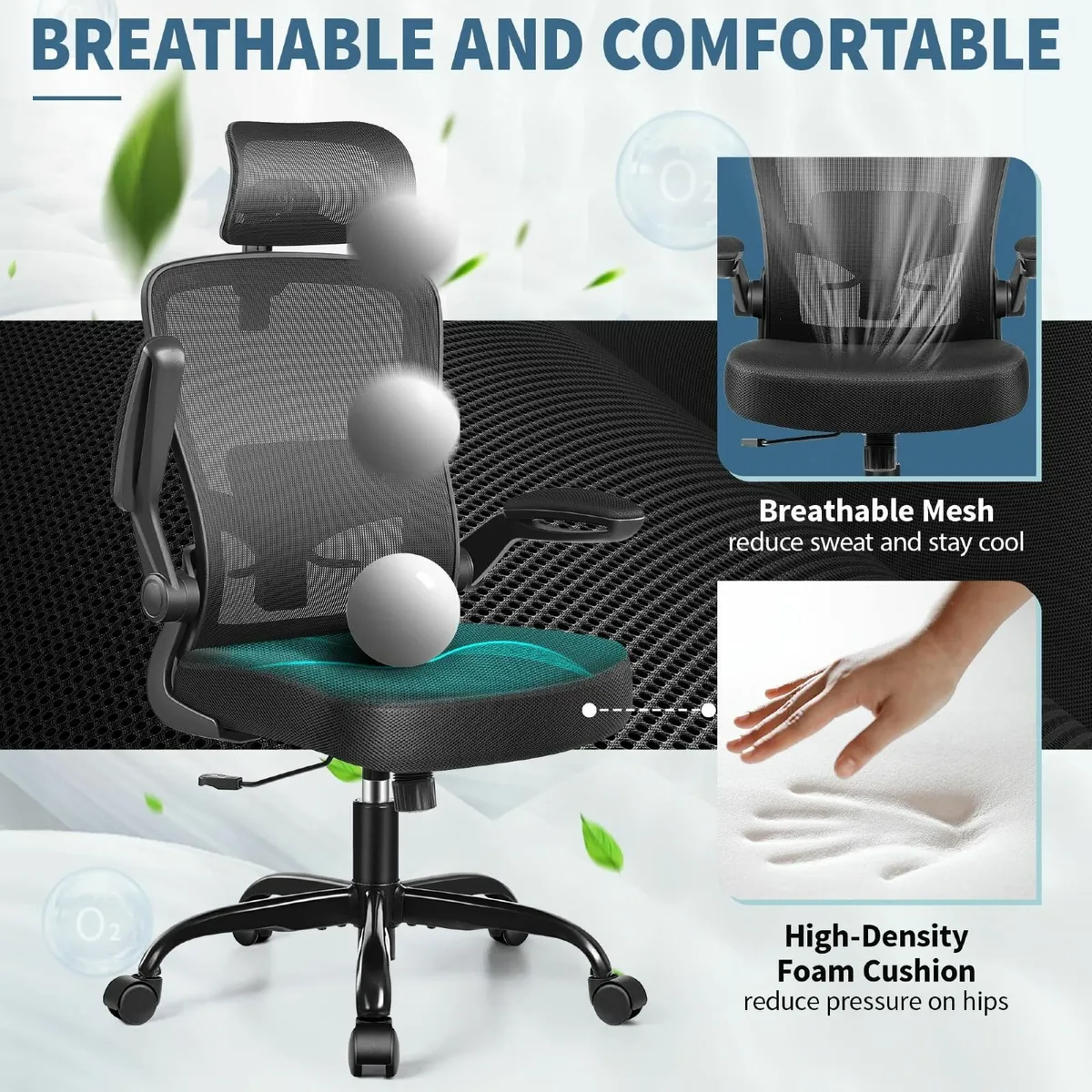Ergonomic Office Chair Headrest Desk with - Image 3