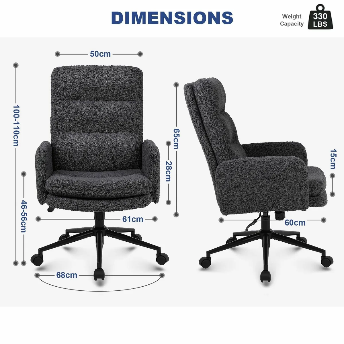 Desk Chair Faux Cashmere Office with High - Image 2