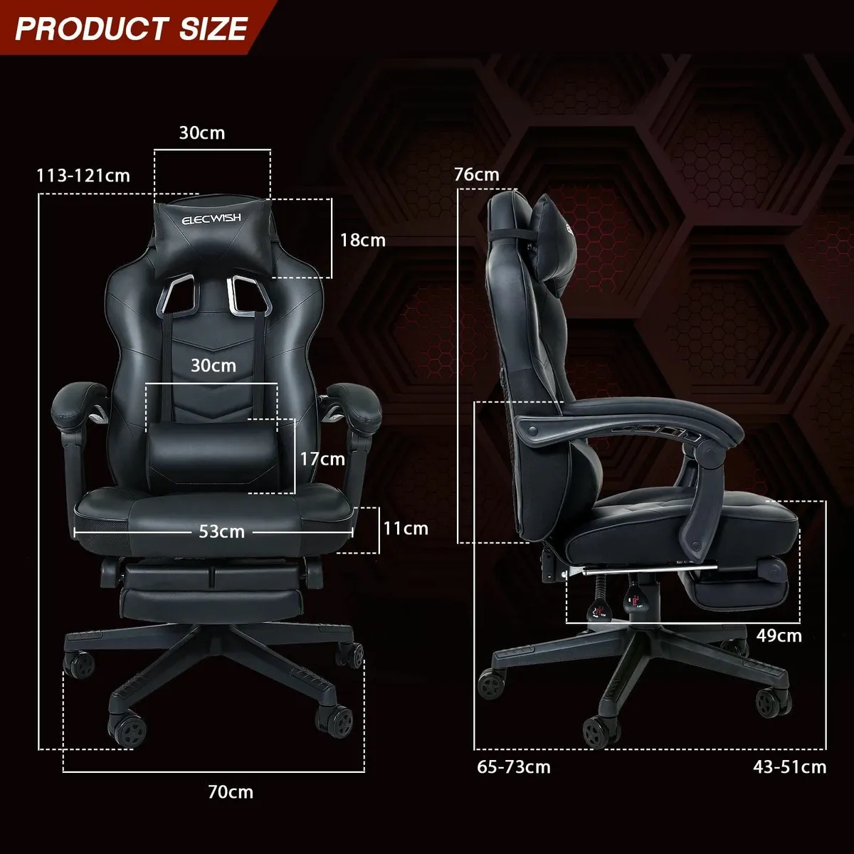 Racing Gaming Chair for adults with Footrest and - Image 2