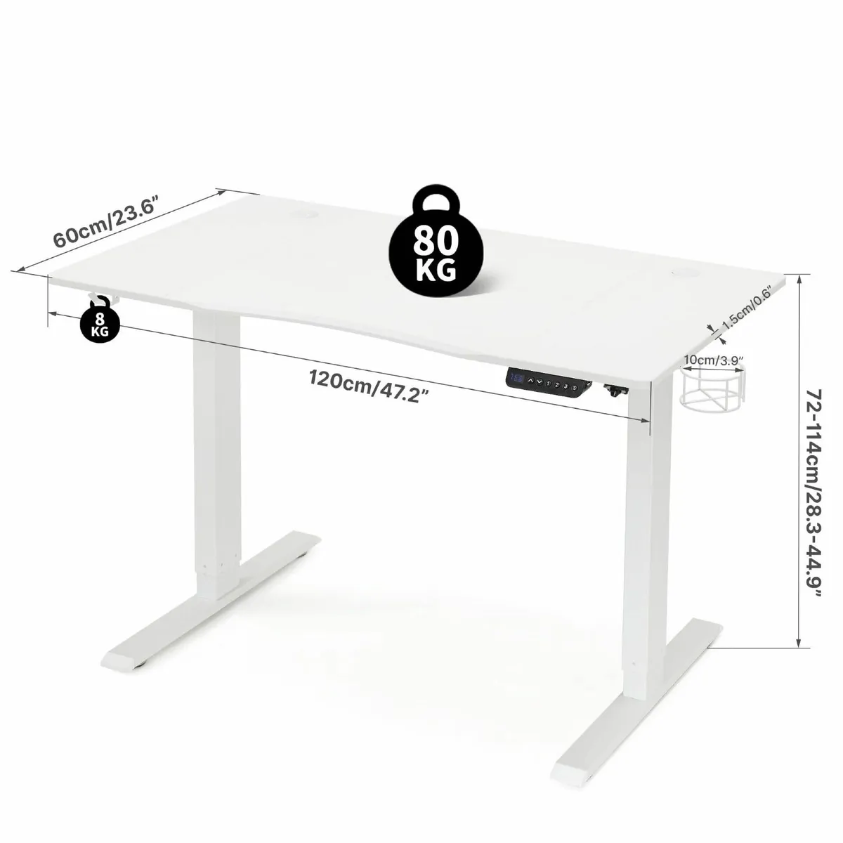 Electric Standing Desk 120x60cm Sit Stand up - Image 3