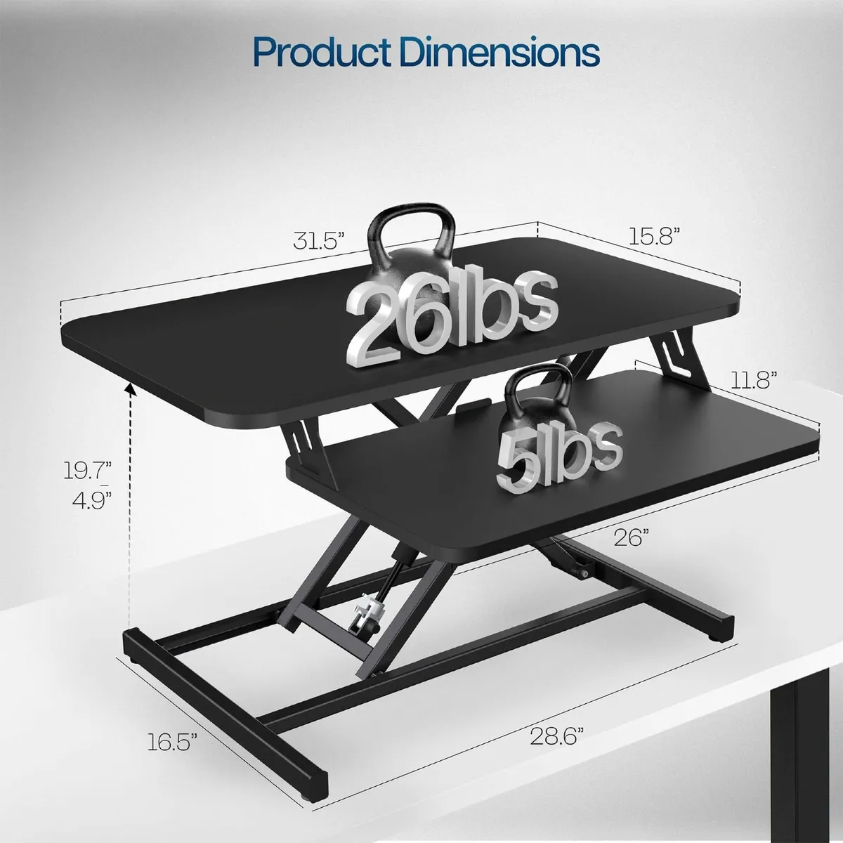 Desk Riser 80 cm Standing Converter with Quick - Image 2