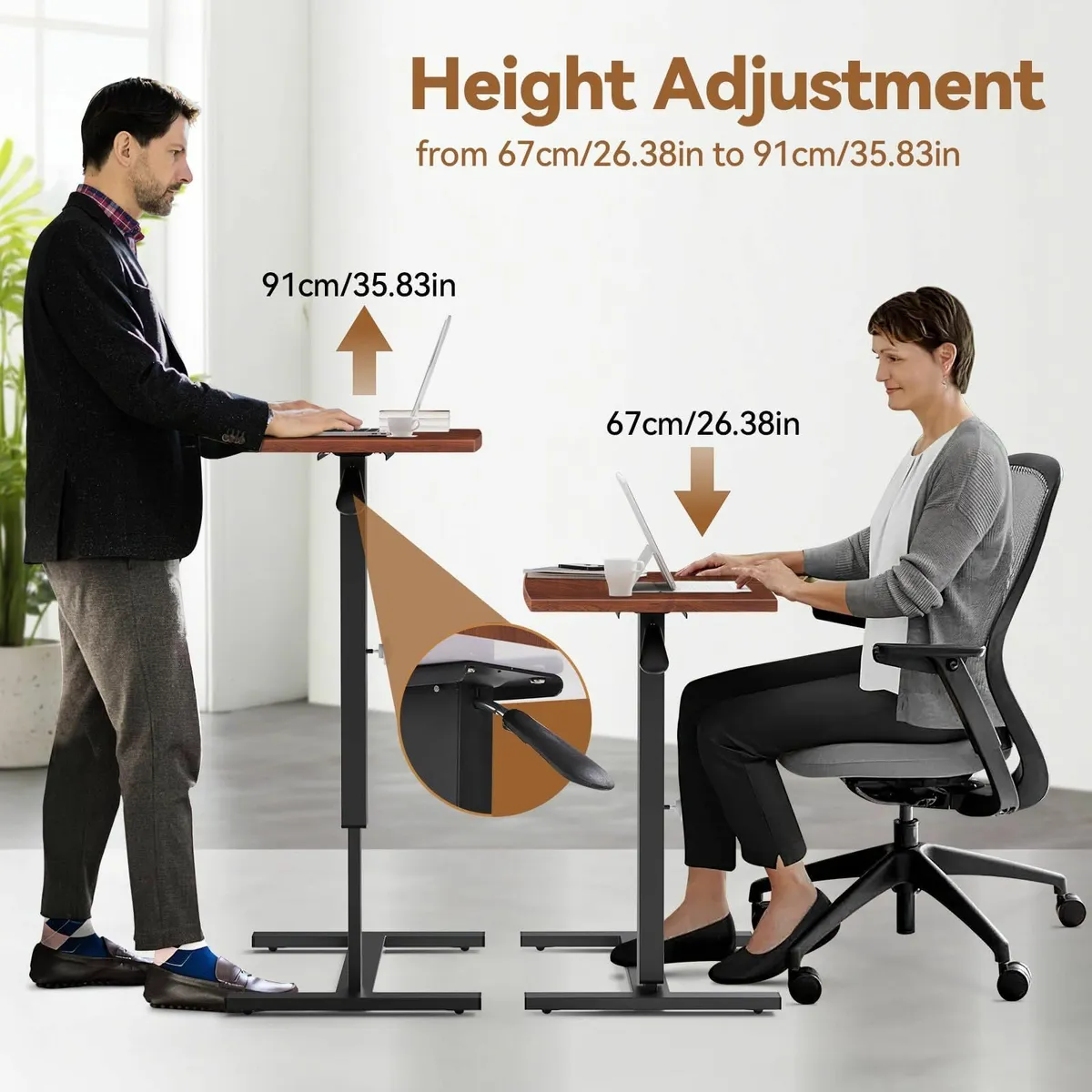 Overbed Bedside Table with Wheels 67-91cm - Image 4