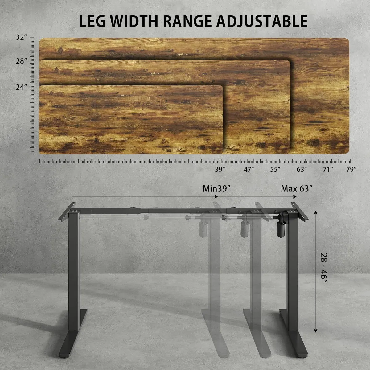 Electric Standing Desk Frame with Lockable Wheels - Image 3