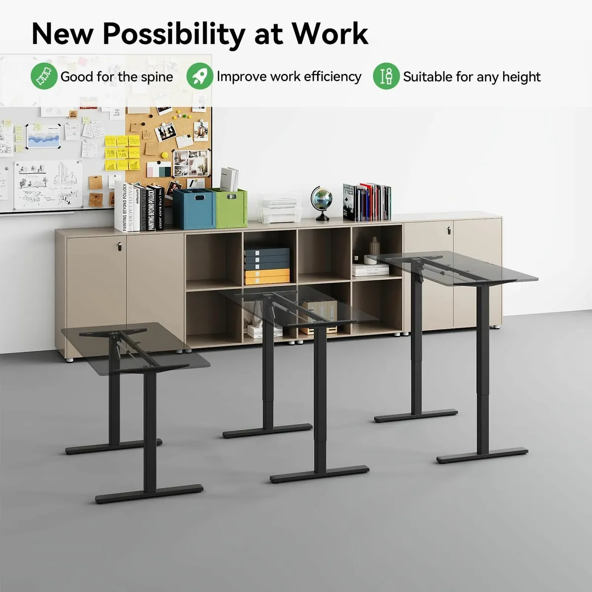 Electric Standing Desk Frame with Lockable Wheels - Image 4