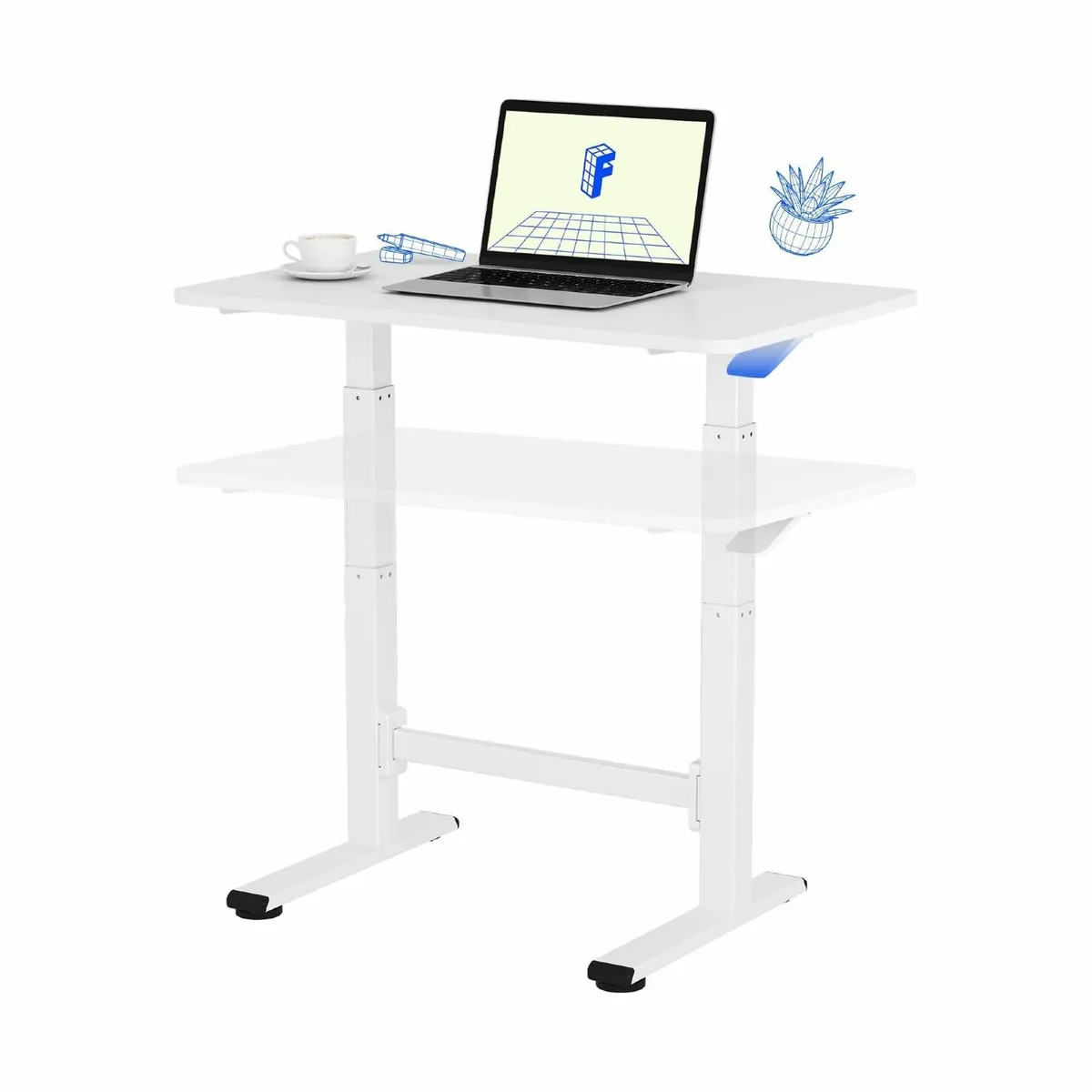 Small Standing Desk 80x50cm with Wheels Pneumatic - Image 1