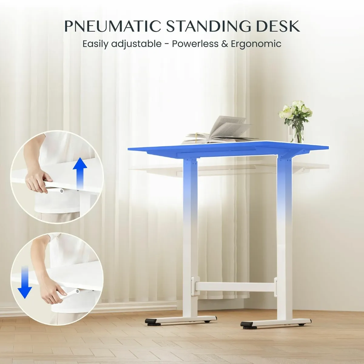 Small Standing Desk 80x50cm with Wheels Pneumatic - Image 3