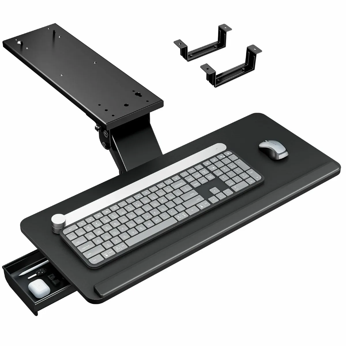 Under Desk Keyboard Tray with Storage Drawer Full - Image 1