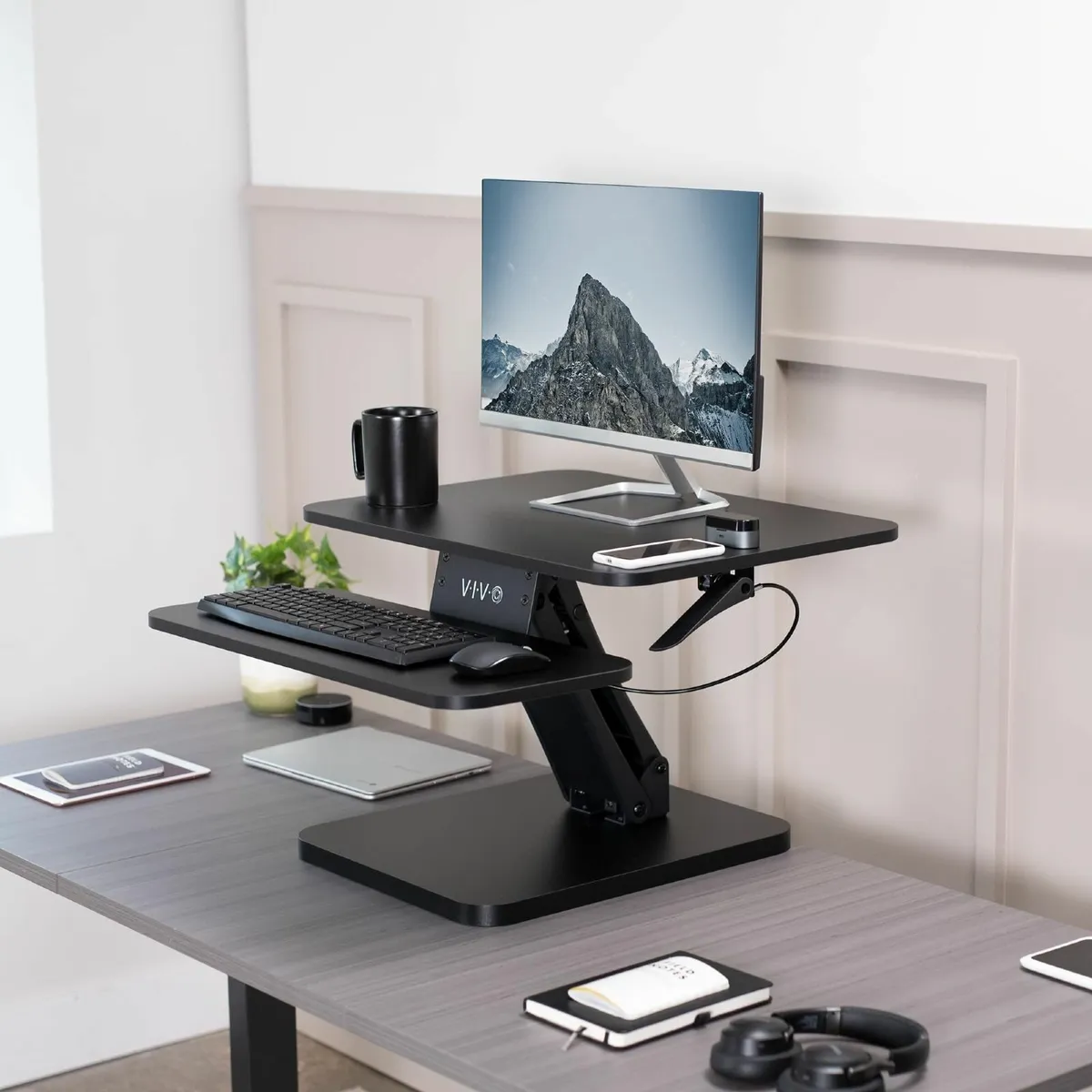 Black Height Adjustable 25 inch Standing Desk - Image 2