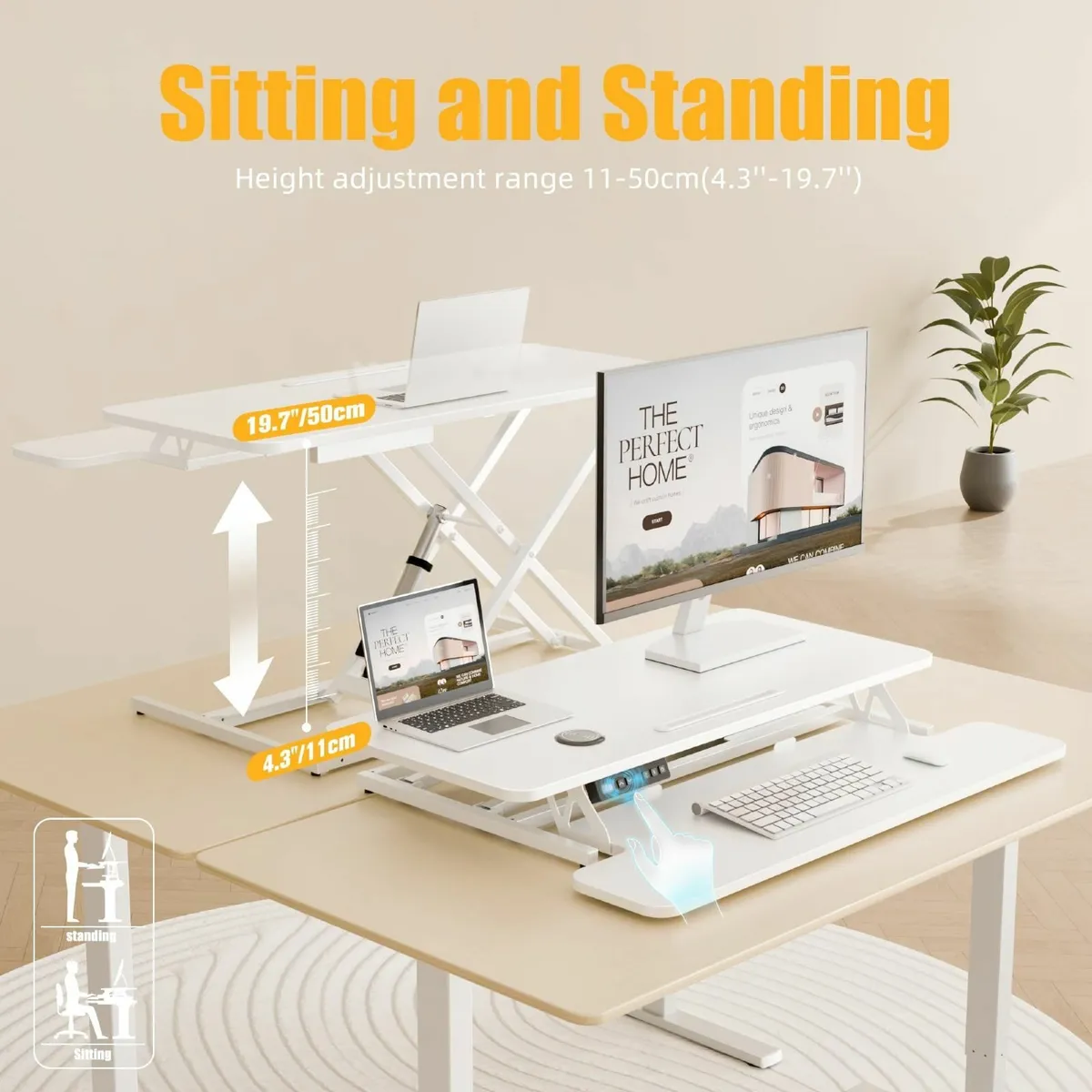 36’’ Electric Standing Desk Converter Height - Image 3