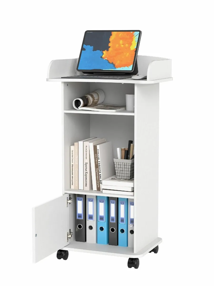 Portable Lectern＆Podium -Standing Laptop Desk-Wood - Image 1