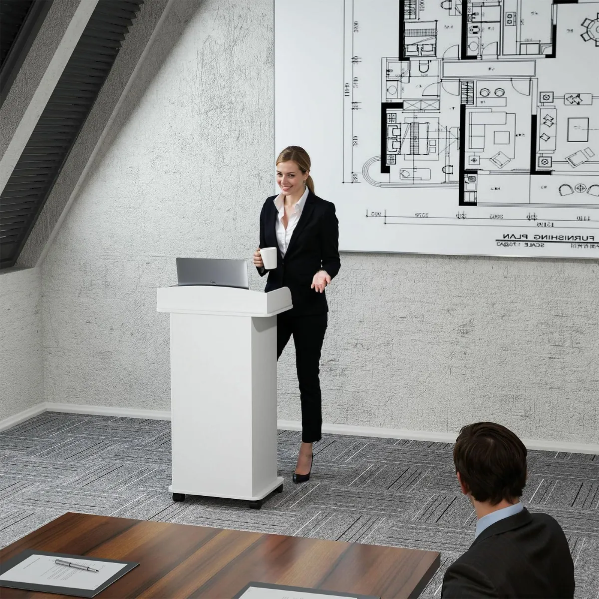 Portable Lectern＆Podium -Standing Laptop Desk-Wood - Image 2