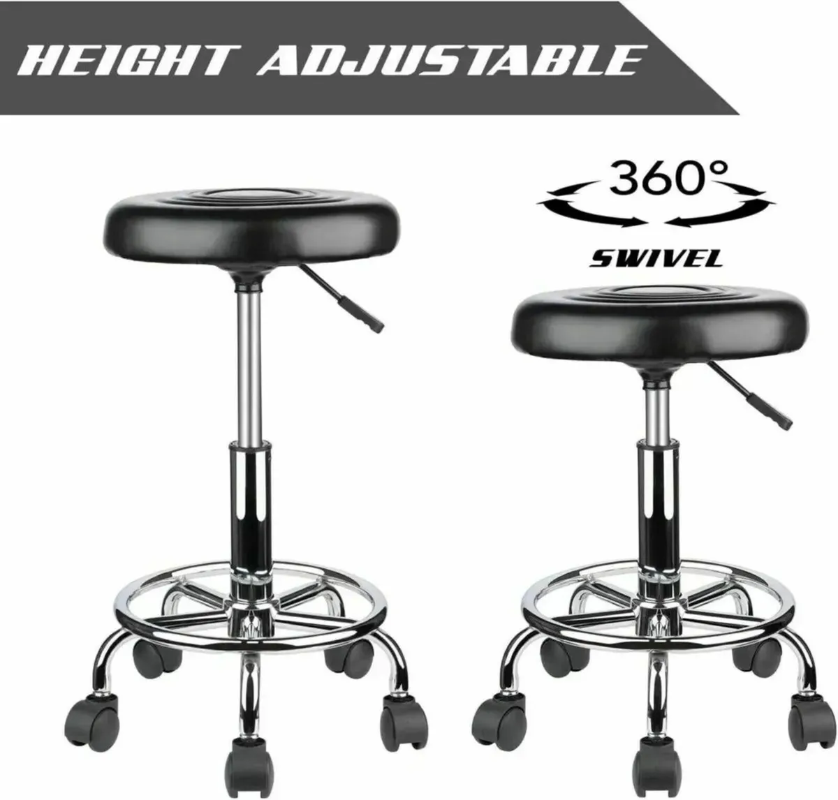 Ergonomic Rolling Swivel Bar Stool Adjustable - Image 2