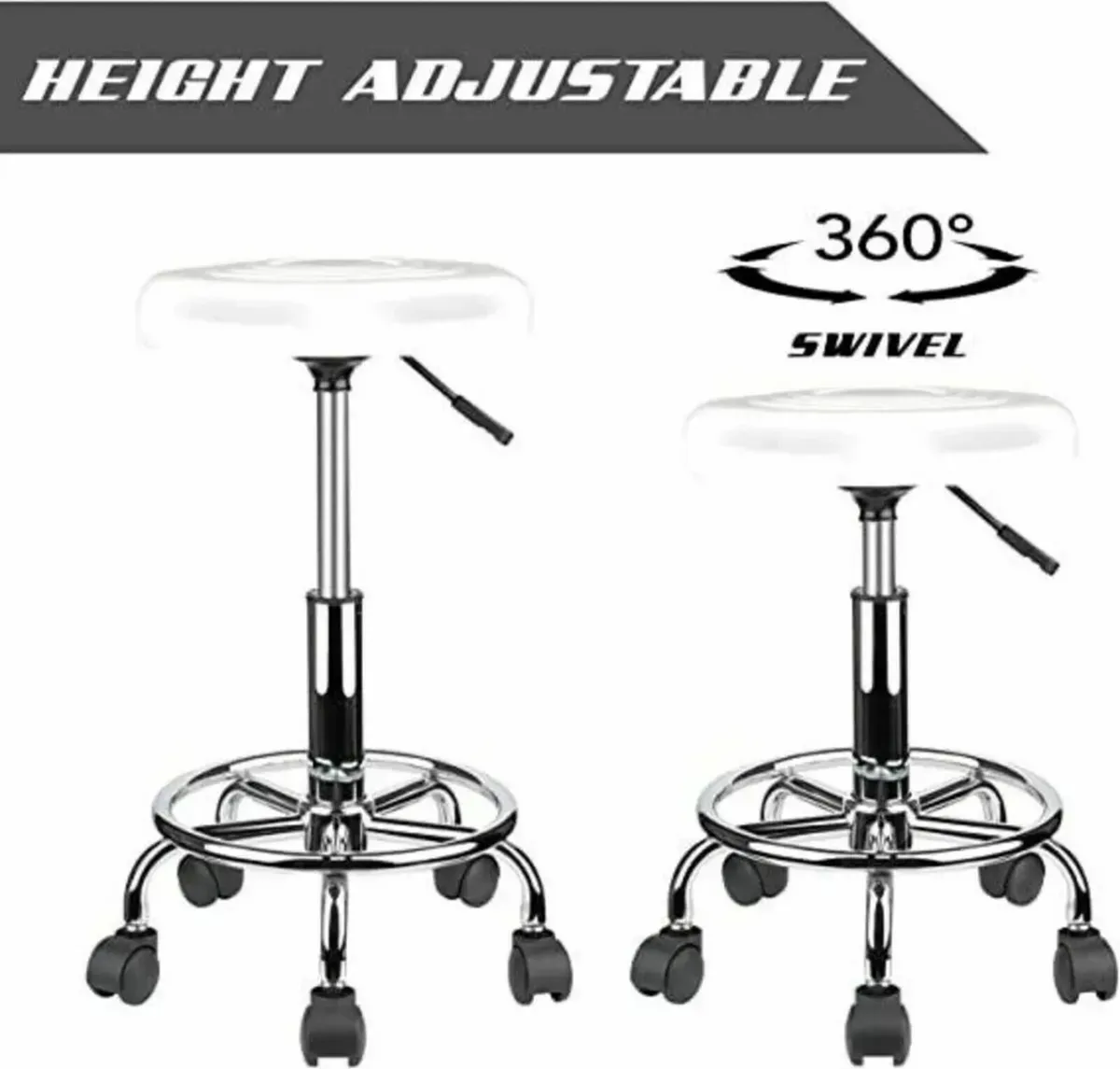 Ergonomic Adjustable Swivel Rolling Bar Stool - Image 2