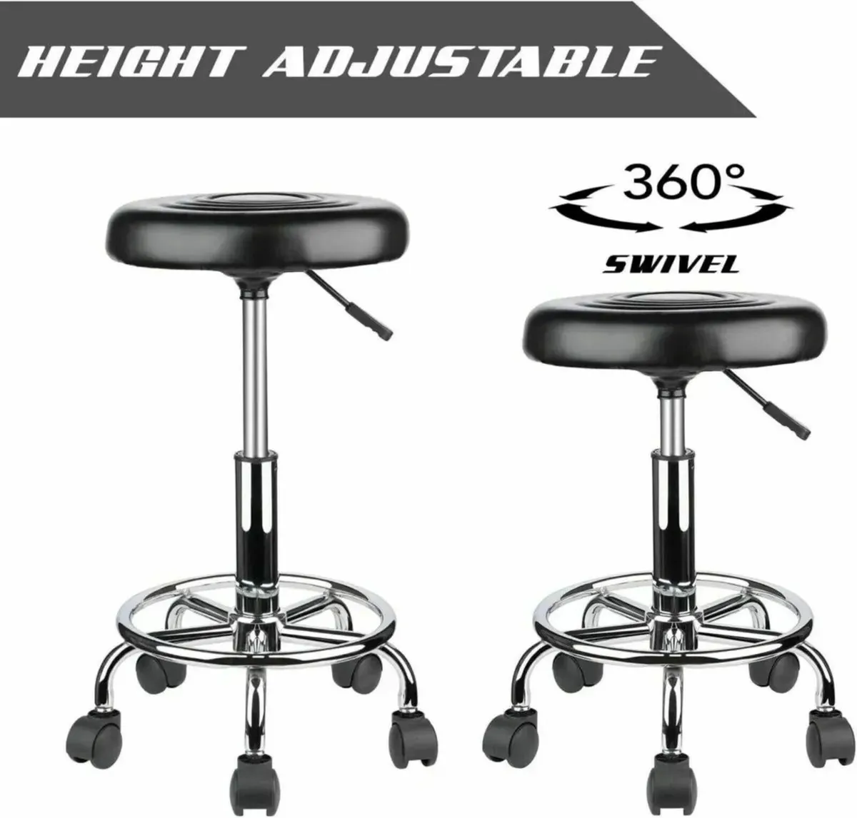 Ergonomic Adjustable Swivel Rolling Bar Stool - Image 4