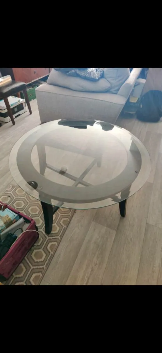 Glass/ wood coffee table - Image 1