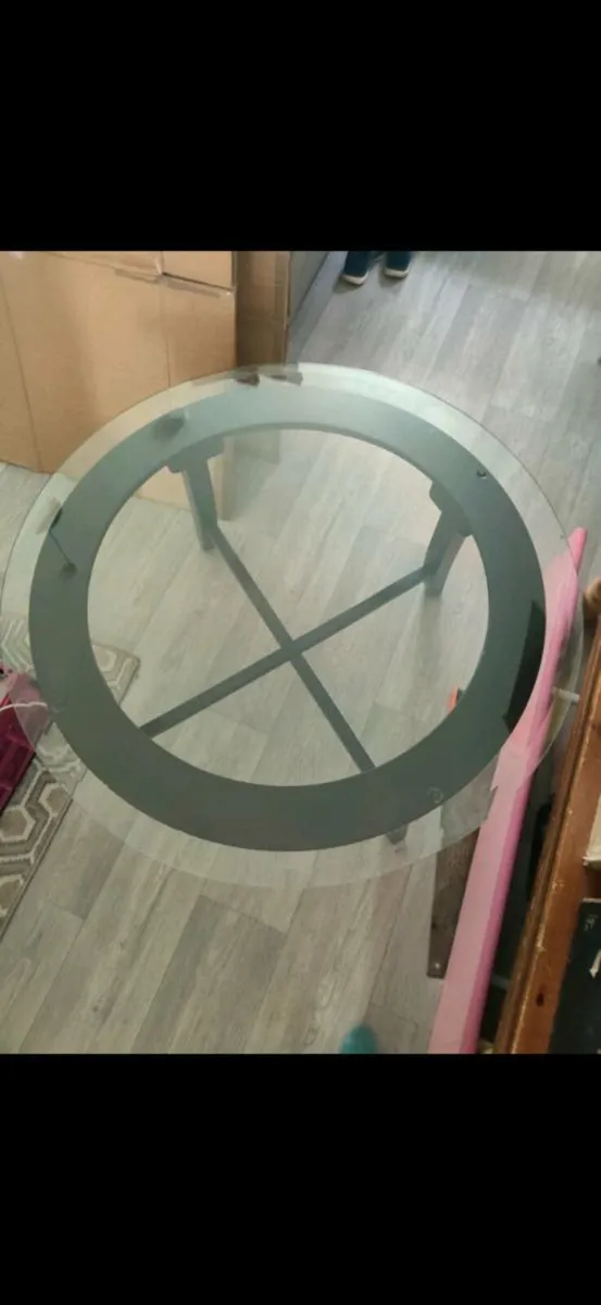 Glass/ wood coffee table - Image 2