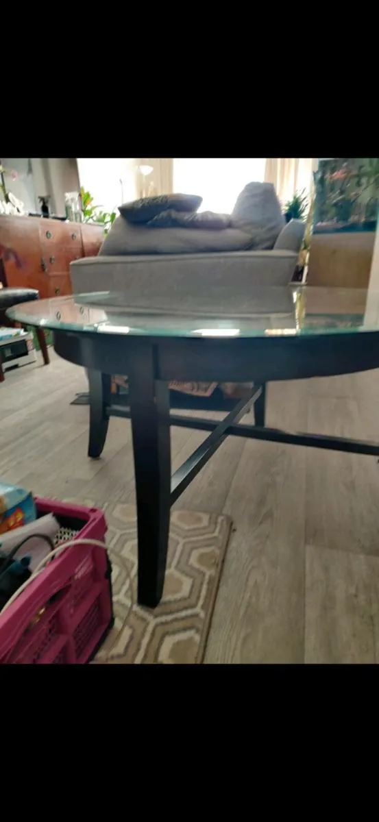 Glass/ wood coffee table - Image 3
