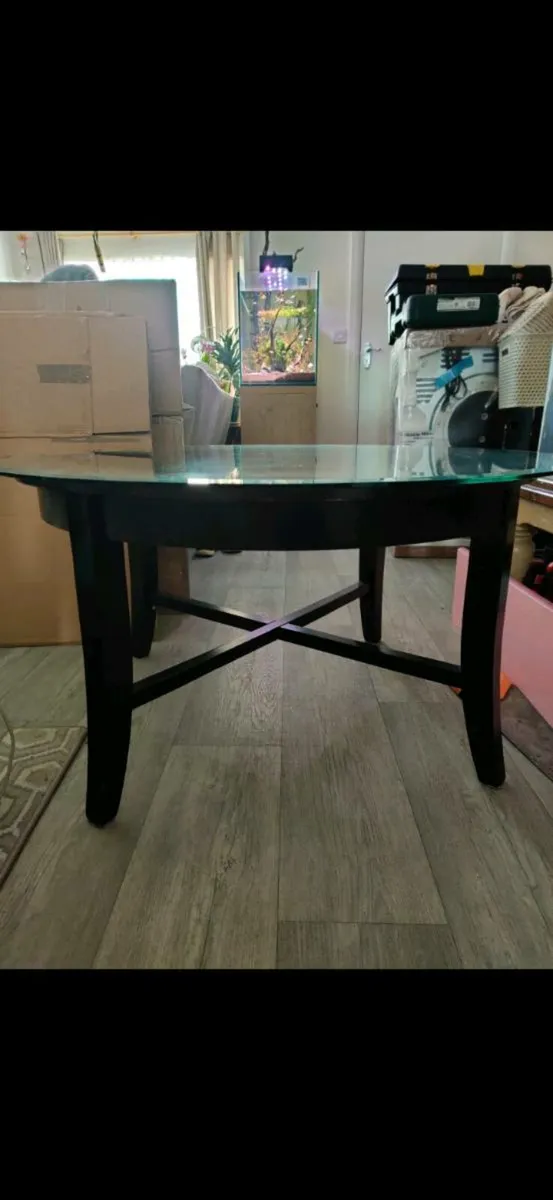 Glass/ wood coffee table - Image 4