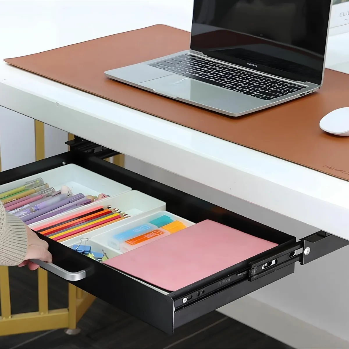 Under Desk Drawer Organizer 54cm with 4 Plastic - Image 4