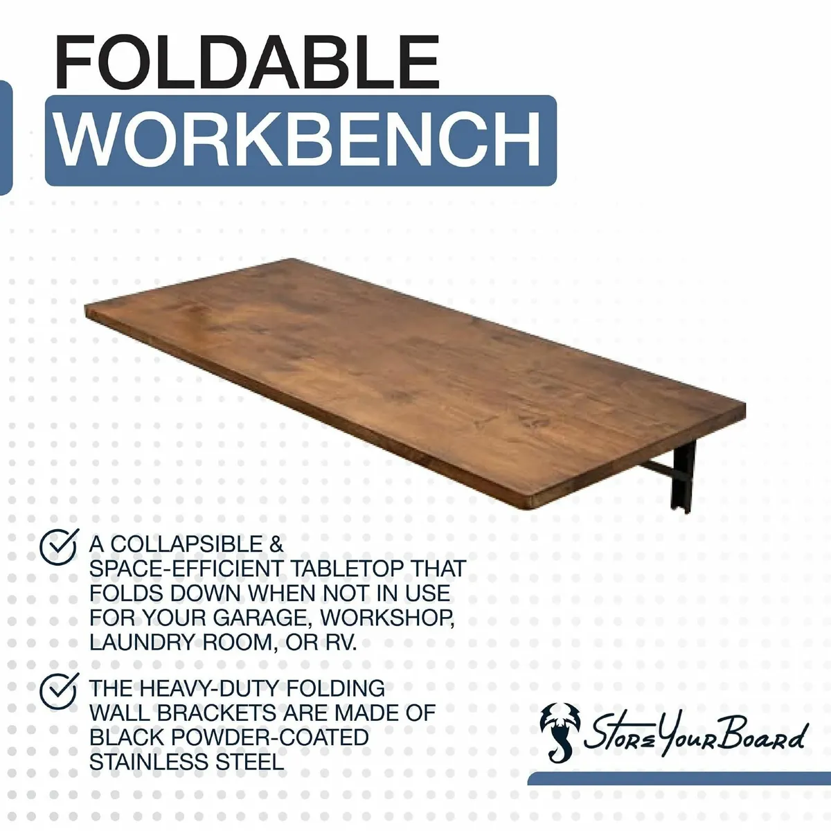 Folding Workbench Wall Mounted Foldaway Table - Image 4