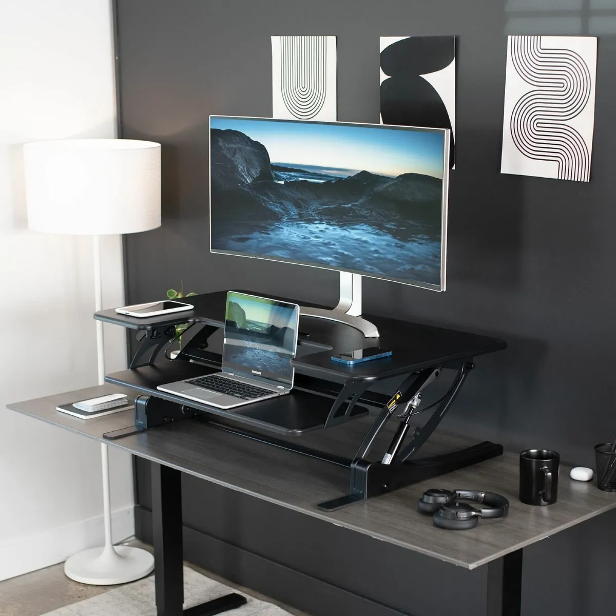 107cm Height Adjustable Stand Up Desk Converter V - Image 2