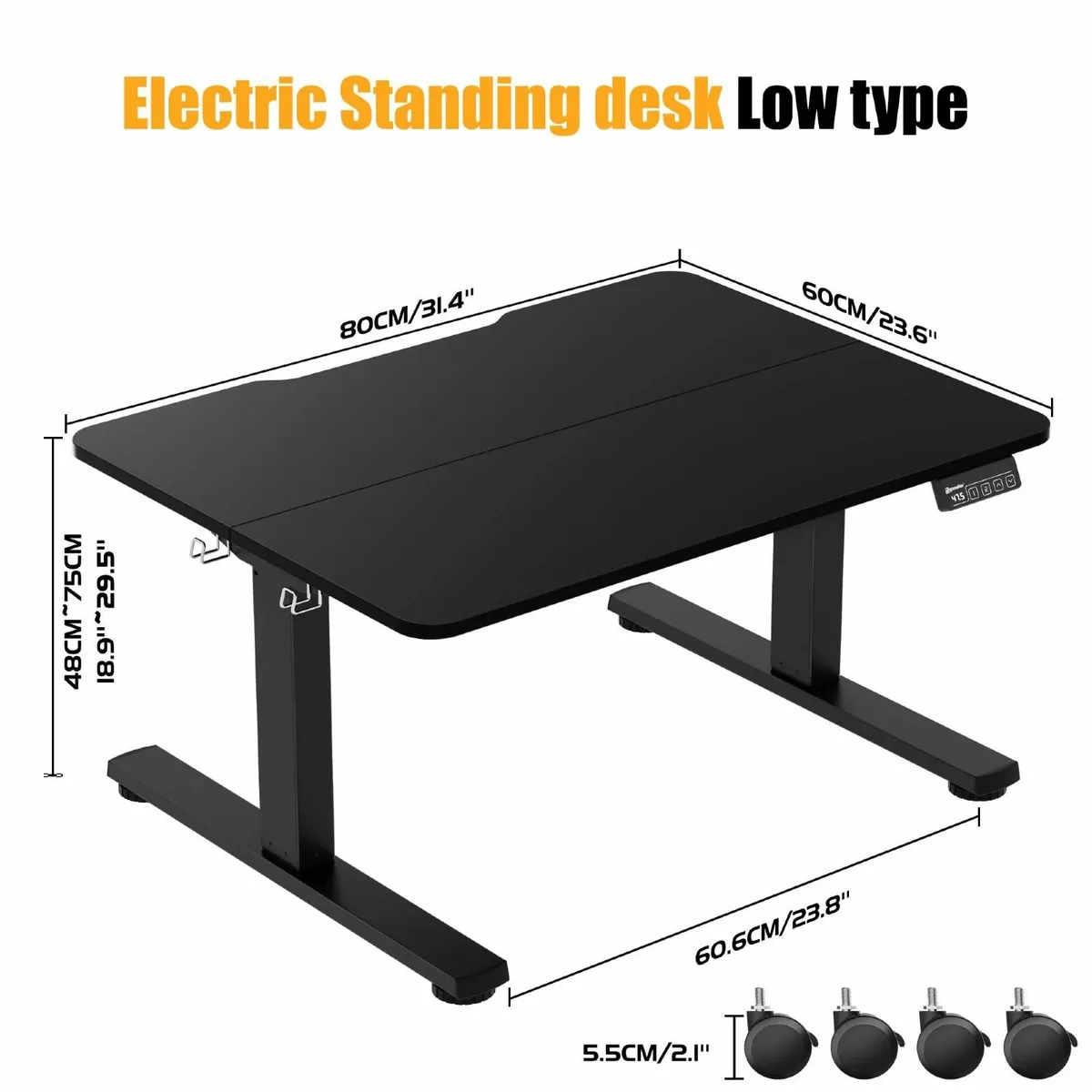 Small Standing Desk 80x60 cm Low Height 48-75 - Image 3