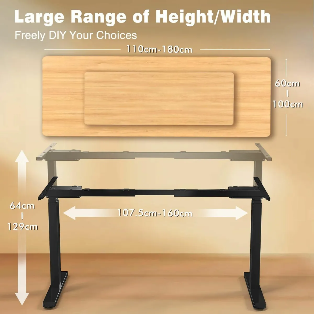 Height Adjustable Standing Desk Frame with Dual - Image 3