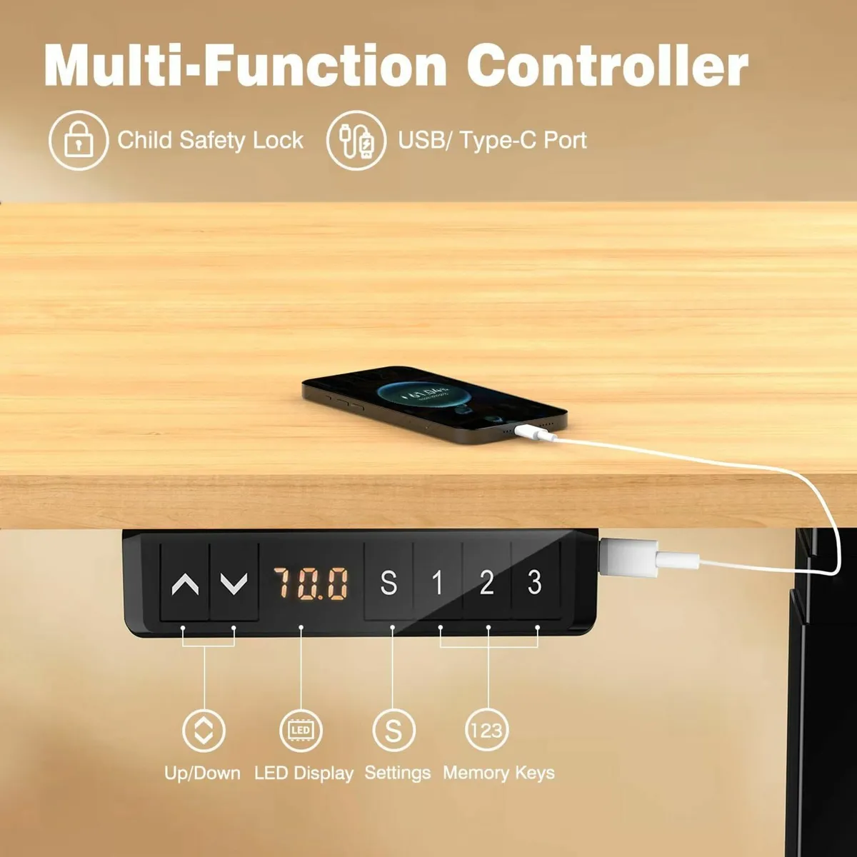 Height Adjustable Standing Desk Frame with Dual - Image 4