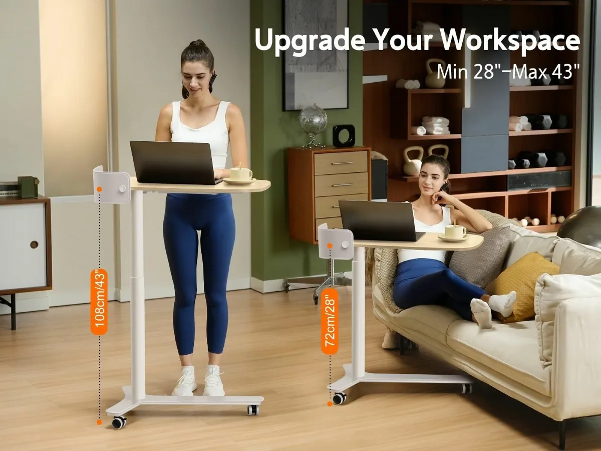 Mobile Standing Desk with 3 Rolling 75 x 45 cm - Image 4