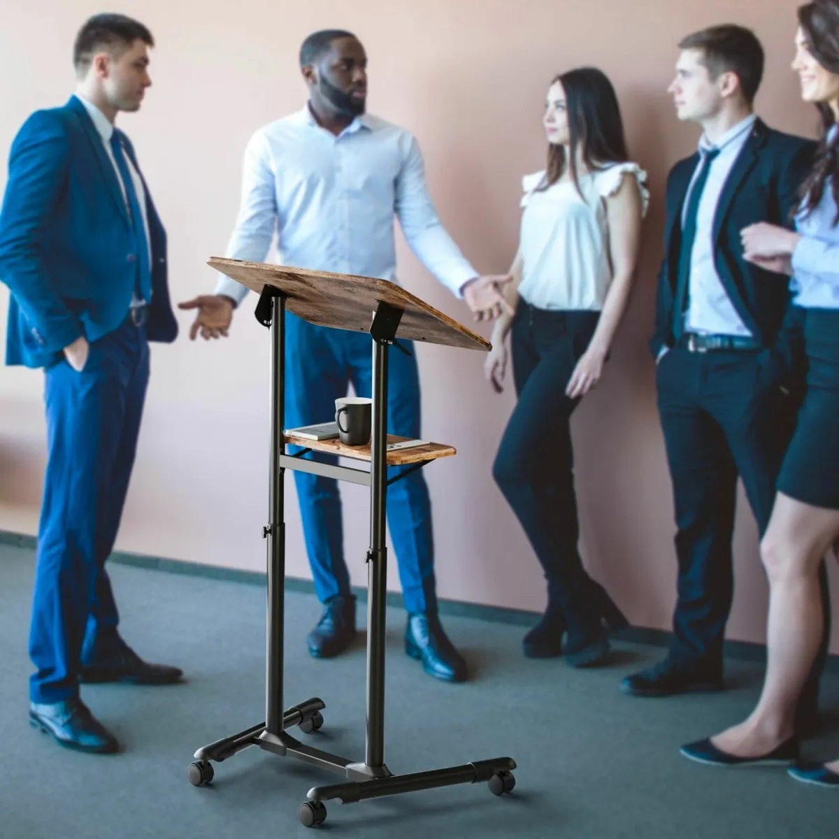 Adjustable Mobile Laptop Desk with Storage Tray - Image 2