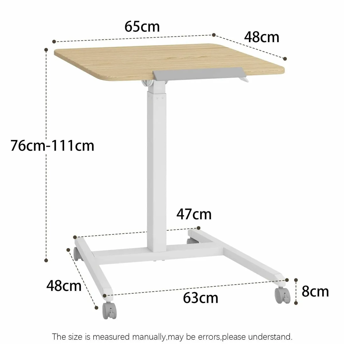 65x48cm Mobile Standing Desk with 4 Rolling - Image 2