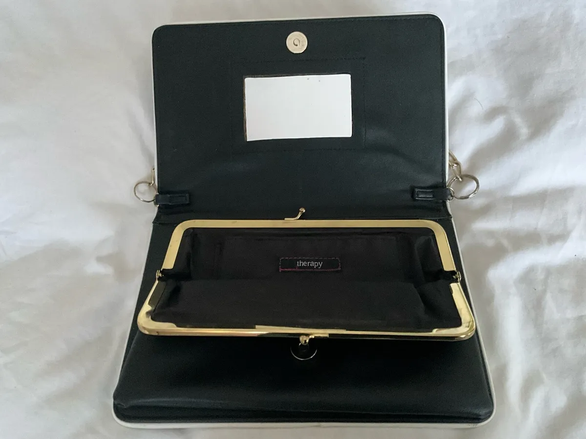 Vintage Black Leather Patent Clutch Bag - Image 4