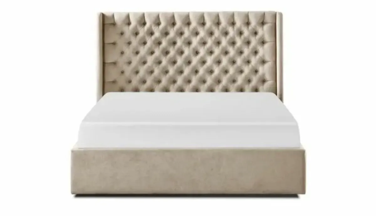 Colette Beige Gas Lift Storage Bed / 3 Sizes - Image 2