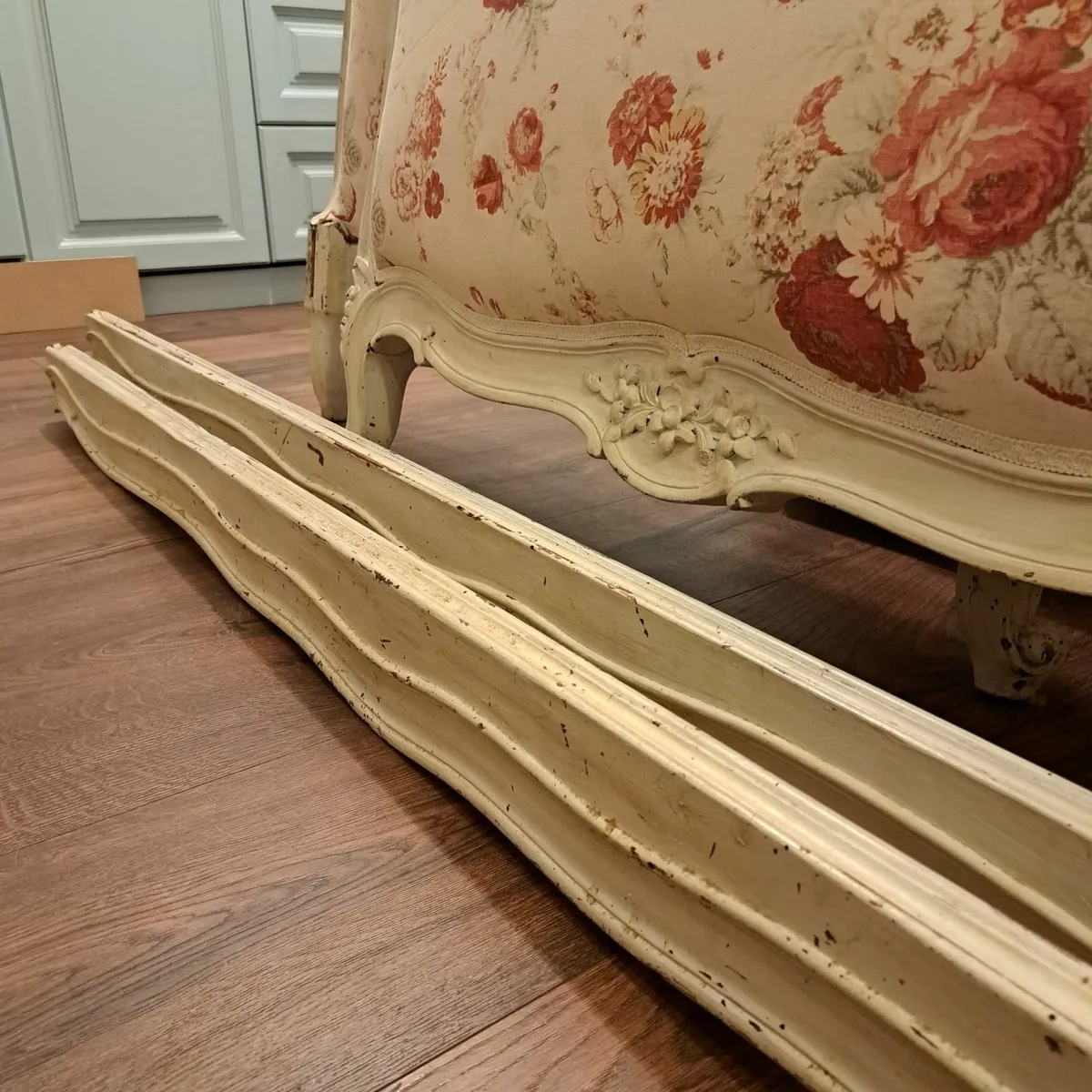 Antique French Bed Frame – Original Carved Wood - Image 4