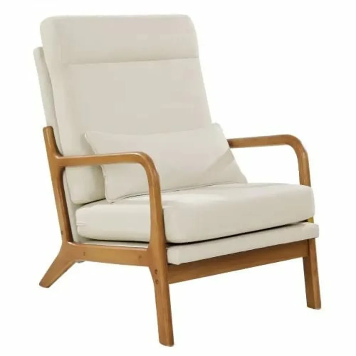 Mid-Century Modern Accent Chair Linen Fabric Armch - Image 1