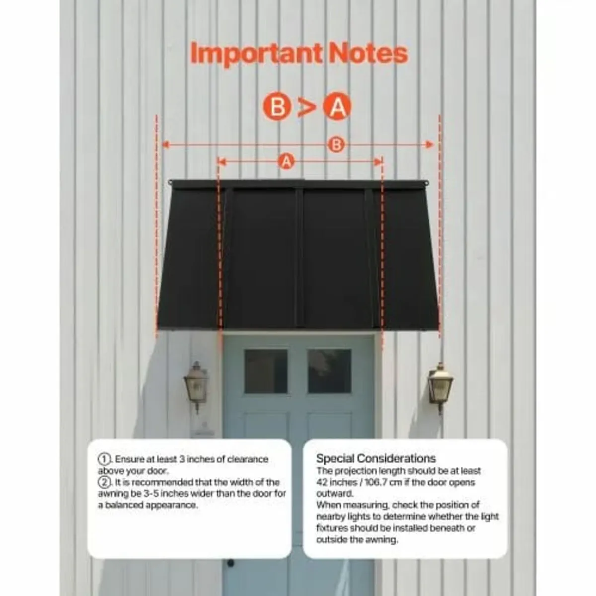 Window Awning Door Canopy 44x24 in Outdoor Patio S - Image 2