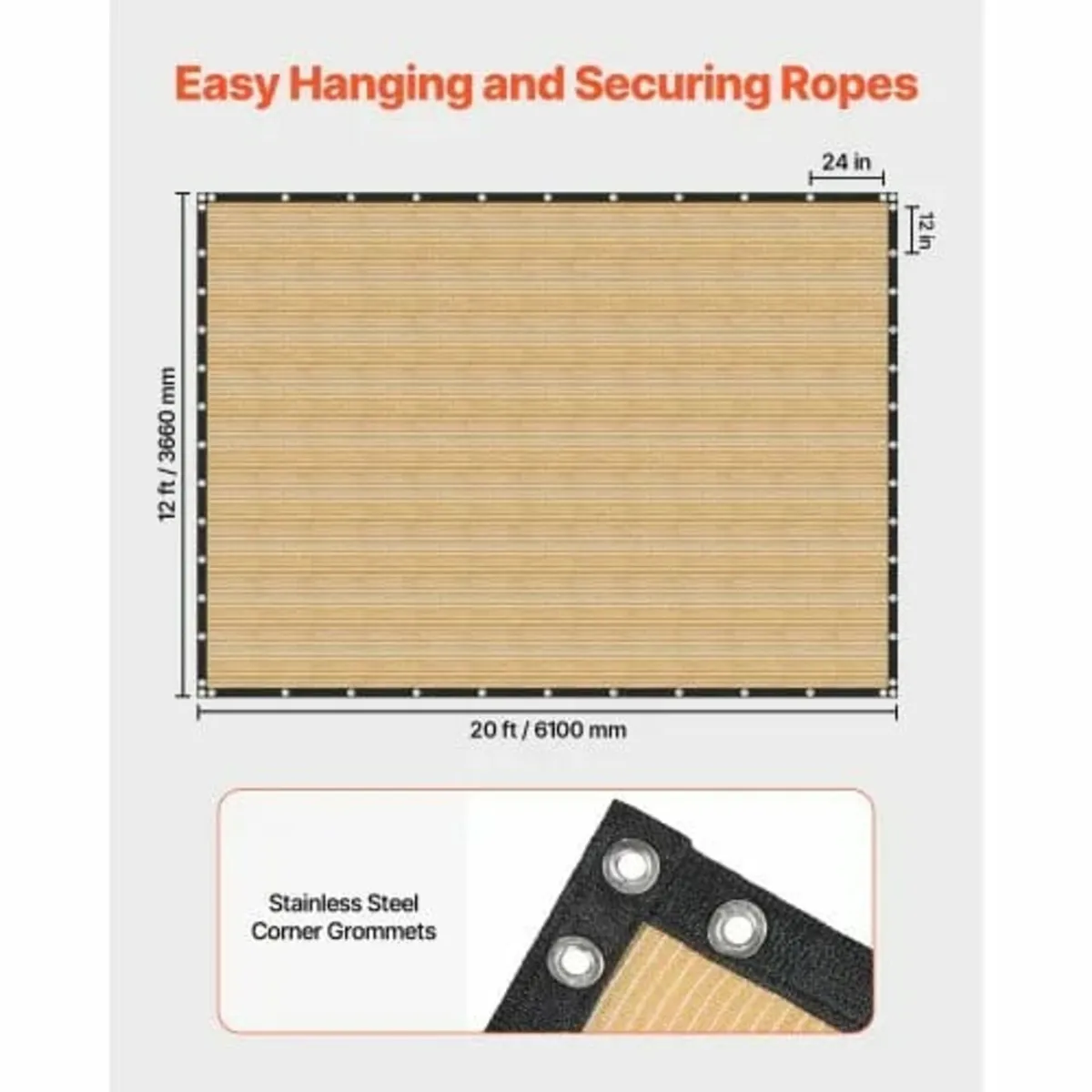 90% Sun Shade Cloth Privacy Screen 12 x 20 ft for - Image 2