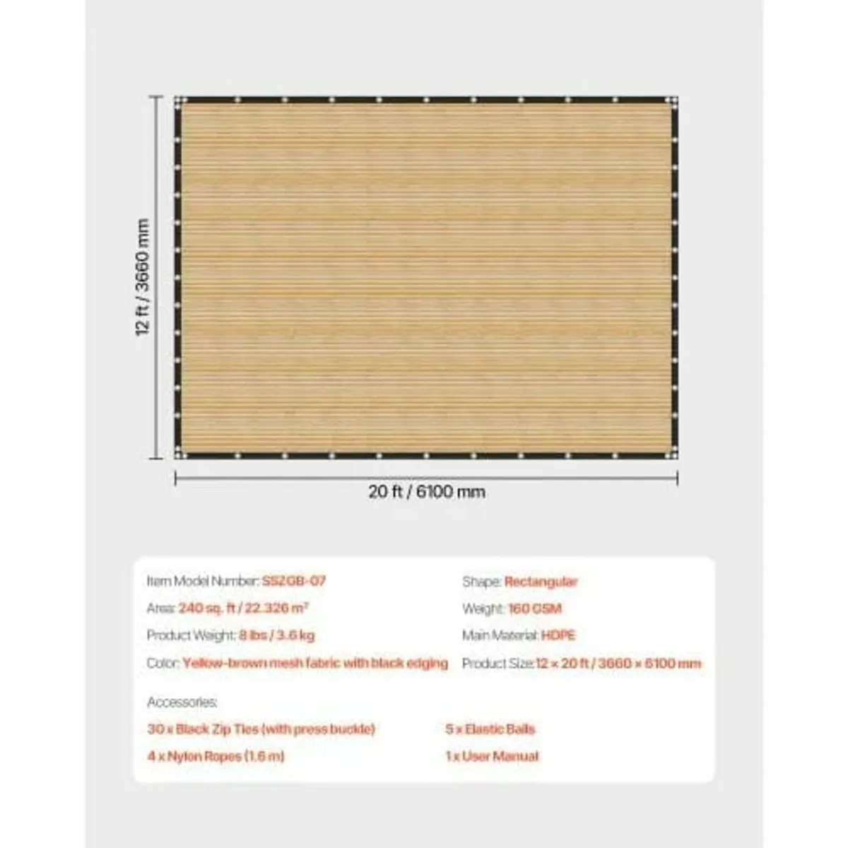 90% Sun Shade Cloth Privacy Screen 12 x 20 ft for - Image 3