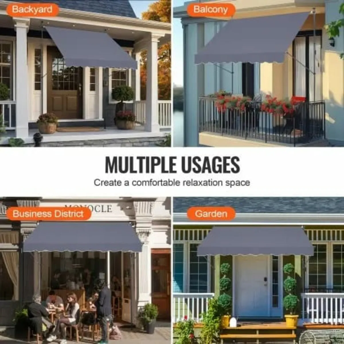 98x47" Patio Awning Retractable Awning Sunshade Sh - Image 4