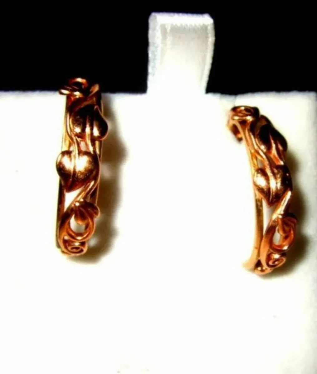 Vintage Hallmarked 9ct Gold Harrods Hoop Earrings - Image 2