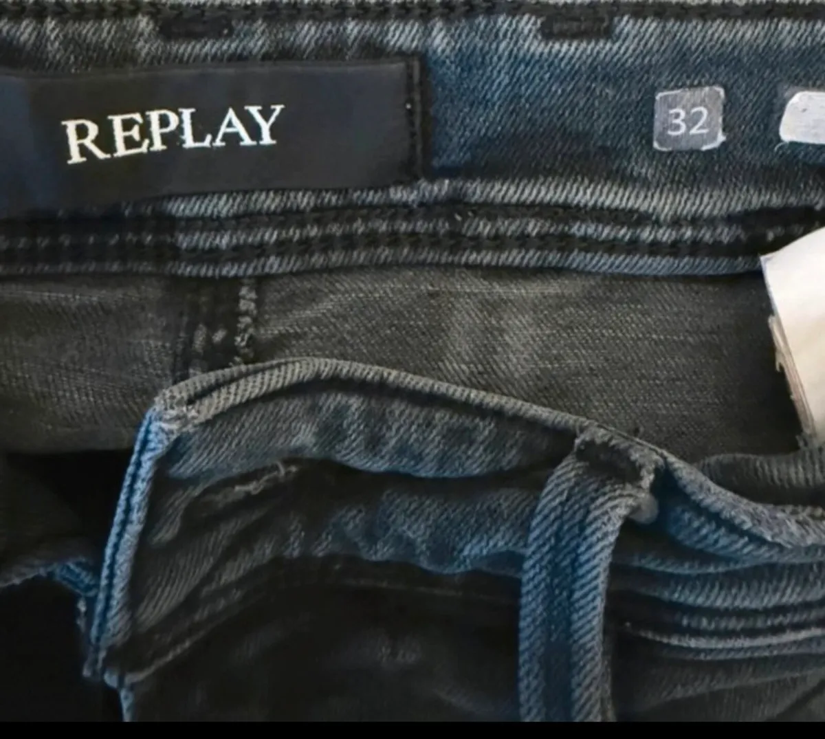 Men’s Replay tight fit stretch black denim jeans - Image 4