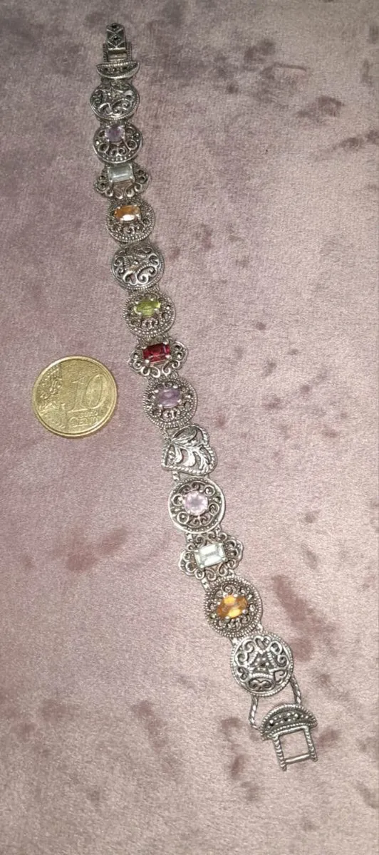 Vintage silver and gemstone bracelet - Image 1