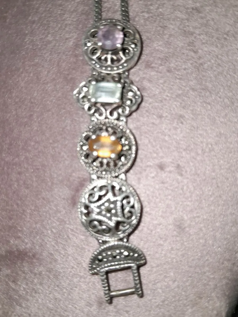 Vintage silver and gemstone bracelet - Image 2