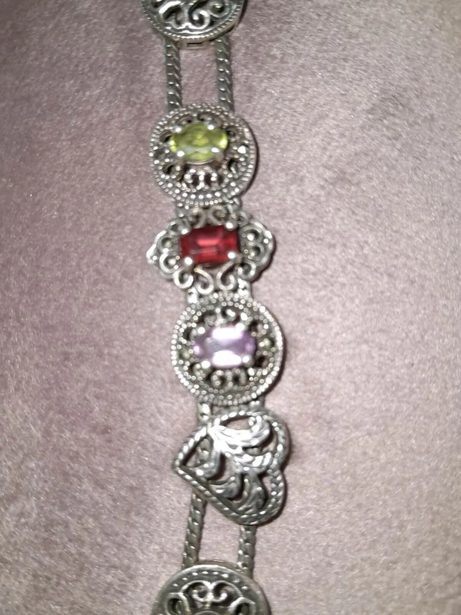 Vintage silver and gemstone bracelet - Image 3